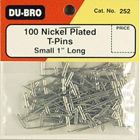 Dubro Nickel Plated T-Pins 1" 100per pkt