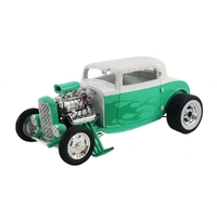 DDA 1/18 1932 Blown Ford Hot Rod 3 Window Coupe w/Flames Diecast Car