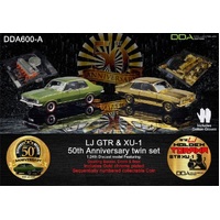 DDA 1/24 50th Anniversary Twin Set 1972 LJ Torana - Green LJ GTR- Gold LJ GTR XU1 - Fully Detailed Opening Doors, Bonnet and Boot