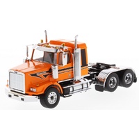 Diecast Masters 1/50 Western Star 4900 SB Sleeper Tandem Tractor – Metallic-orange cab with black stripes Diecast Model