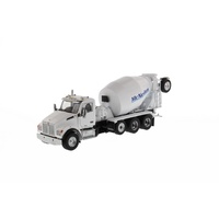 Diecast Masters 1/50 Kenworth T880 SBFA White Cab with White McNeilus BridgeMaster Mixer Diecast Model