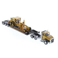 Diecast Masters 1/87 Cat CT660 Day Cab Tractor with Lowboy Trailer and Cat 163H Motor Grader