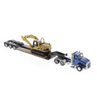 Diecast Masters 1/87 Cat CT660 Day Cab Tractor with Lowboy Trailer and Cat 315C L Hydraulic Excavator