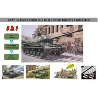 Dragon 1/35 JS-2 Stalin II (3 in 1) + Soviet Infantry Tank Riders Plastic Model Kit DR6537