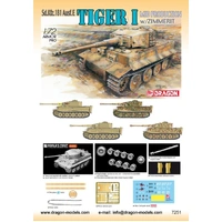 Dragon 1/72 Tiger I Mid Production w/Zimmerit Plastic Model Kit DR7251