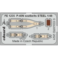 Eduard 1/48 P-40N (Academy) Seatbelts Steel Colour Photo Etch Set [FE1235]