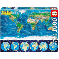 Educa 1000pc Neon World Map