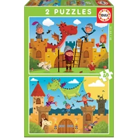 Educa 2x48pc Dragons & Knights Jigsaw Puzzle