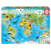 Educa 150pc Animals World Map Jigsaw Puzzle