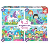 Educa 4 Progressive Puzzles: Fantasy World