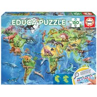 Educa 150pc World Map Dinosaur Jigsaw Puzzle