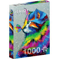Enjoy Puzzles Bright Cat and Butterfly 1000pcs Jigsaw Puzzle