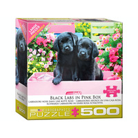 Eurographics 500pc Black Labs In Pink Box XL Jigsaw Puzzle