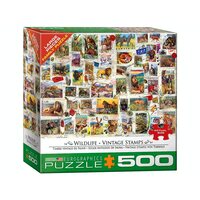 Eurographics 500pc Wildlife Vintage Stamps Jigsaw Puzzle