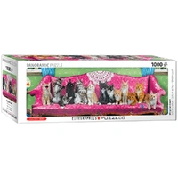 Eurographics 1000pc Kitty Cat Couch Panoramic Jigsaw Puzzle