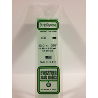 Evergreen 100 White Polystyrene Strip 0.010 x 0.020 x 14" / 0.25mm x 0.51mm x 36cm (10)