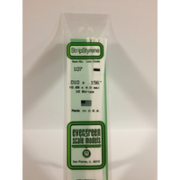 Evergreen White Polystyrene Strip 0.010 x 0.156 x 14" / 0.25mm x 4mm x 36cm (10)