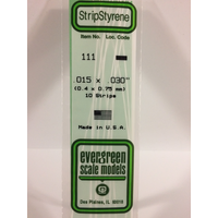 Evergreen White Polystyrene Strip 0.015 x 0.030 x 14" / 0.38mm x 0.76mm x 36cm (10)