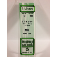 Evergreen White Polystyrene Strip 0.015 x 0.040 x 14" / 0.38mm x 1mm x 36cm (10)
