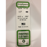 Evergreen White Polystyrene Strip 0.015 x 0.156 x 14" / 0.38mm x 4mm x 36cm (10)