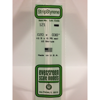 Evergreen White Polystyrene Strip 0.020 x 0.030 x 14" / 0.51mm x 0.76mm x 36cm (10)