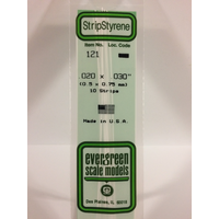 Evergreen White Polystyrene Strip 0.020 x 0.030 x 14" / 0.51mm x 0.76mm x 36cm (10)