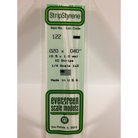 Evergreen White Polystyrene Strip 0.020 x 0.040 x 14" / 0.51mm x 1mm x 36cm (10)