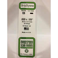 Evergreen White Polystyrene Strip 0.020 x 0.125 x 14" / 0.51mm x 3.2mm x 36cm (10)