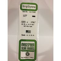 Evergreen White Polystyrene Strip 0.020 x 0.156 x 14" / 0.51mm x 4mm x 36cm (10)