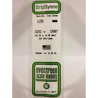 Evergreen White Polystyrene Strip 0.020 x 0.188 x 14" / 0.51mm x 4.8mm x 36cm (10)
