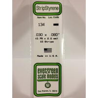 Evergreen White Polystyrene Strip 0.030 x 0.080 x 14" / 0.76mm x 2mm x 36cm (10)