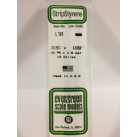 Evergreen White Polystyrene Strip 0.030 x 0.188 x 14" / 0.76mm x 4.8mm x 36cm (10)