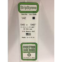 Evergreen White Polystyrene Strip 0.040 x 0.040 x 14" / 1mm x 1mm x 36cm (10)