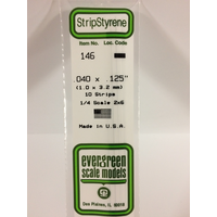 Evergreen White Polystyrene Strip 0.040 x 0.125 x 14" / 1mm x 3.2mm x 36cm (10)