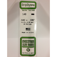 Evergreen White Polystyrene Strip 0.040 x 0.188 x 14" / 1mm x 4.8mm x 36cm (10)