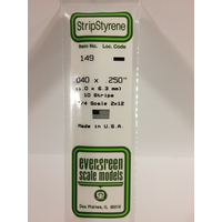 Evergreen White Polystyrene Strip 0.040 x 0.250 x 14" / 1mm x 6.4mm x 36cm (10)