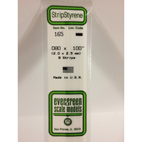 Evergreen White Polystyrene Strip 0.080 x 0.100 x 14" / 2mm x 2.5mm x 36cm (8)