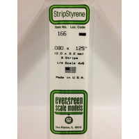 Evergreen White Polystyrene Strip 0.080 x 0.125 x 14" / 2mm x 3.2mm x 36cm (8)