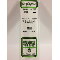 Evergreen White Polystyrene Strip 0.080 x 0.188 x 14" / 2mm x 4.8mm x 36cm (8)