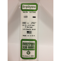Evergreen White Polystyrene Strip 0.080 x 0.250 x 14" / 2mm x 6.4mm x 36cm (7)