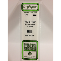 Evergreen 177 White Polystyrene Strip 0.100 x 0.156 x 14" / 2.5mm x 4mm x 36cm (7)