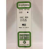 Evergreen White Polystyrene Rod 0.030 x 14" / 0.76mm x 36cm (10)