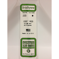 Evergreen White Polystyrene Rod 0.0350 x 14" / 0.88mm x 36cm (10)