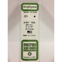 Evergreen 221 White Polystyrene Rod 0.047 x 14" / 1.2mm x 36cm (10)