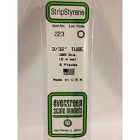 Evergreen White Polystyrene Tube 0.093 x 14" / 2.4mm x 36cm (6)
