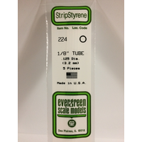 Evergreen 224 White Polystyrene Tube 0.125 x 14" / 3.2mm x 36cm (5)