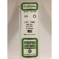 Evergreen White Polystyrene Tube 0.125 x 14" / 3.2mm x 36cm (5)