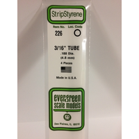 Evergreen White Polystyrene Tube 0.187 x 14" / 4.7mm x 36cm (4)