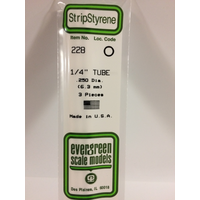 Evergreen 228 White Polystyrene Tube 0.250 x 14" / 6.4mm x 36cm (3)