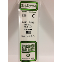 Evergreen White Polystyrene Tube 0.250 x 14" / 6.4mm x 36cm (3)